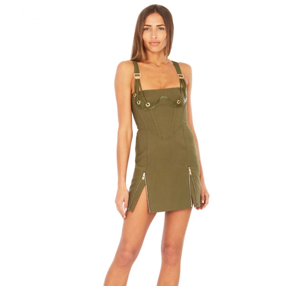 Dion Lee Fan Lace Zipped Dress in Olive. Worn once. Excellent condition.